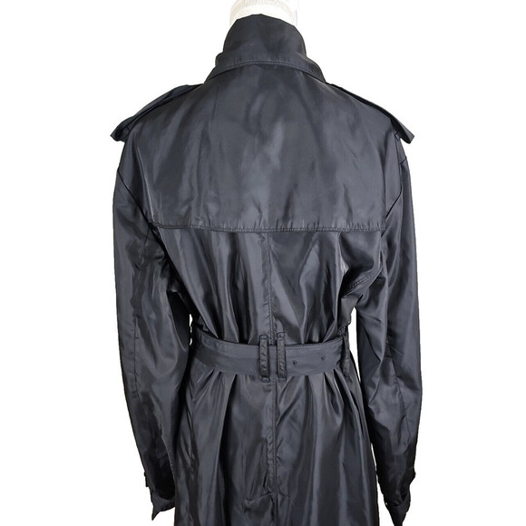 Norma Kamali ~Woman Plus Size XXL~ Black Trench Coat Double Breasted Belted. - Picture 10 of 14